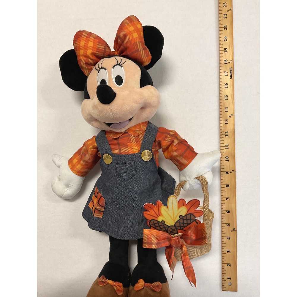 Disney Minnie Mouse Fall Harvest Porch Greeter Plush 22 Inch Thanksgiving Decor - Picture 3 of 3
